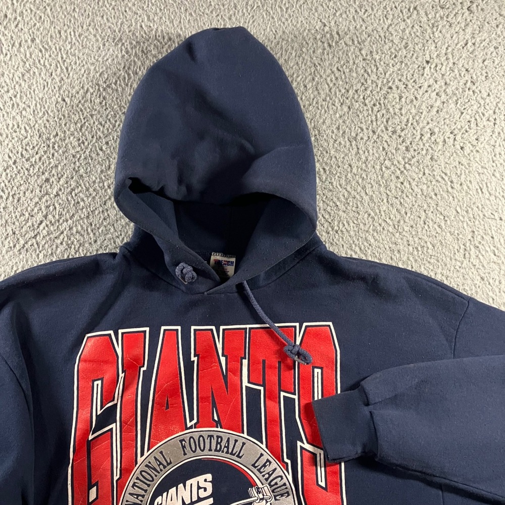 Vtg 90s Trench NY Giants Hoodie XL Block Letter New York NFL Sweatshirt USA Made